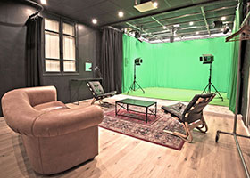 plateau de tournage leizart avec fond vert