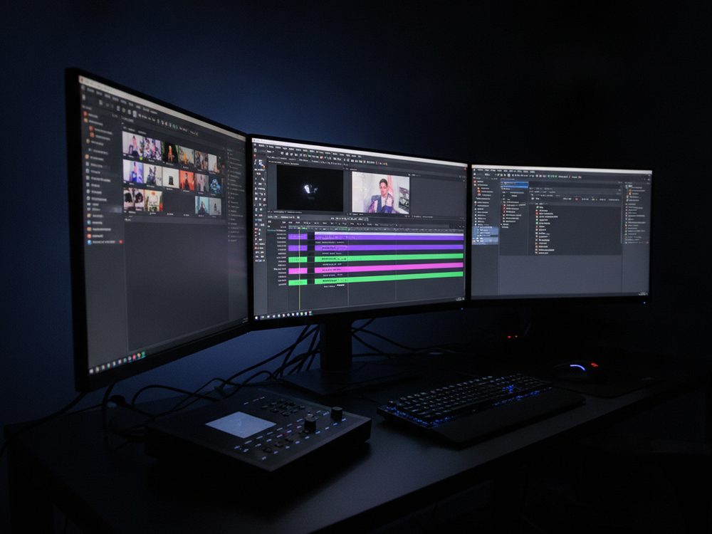 poste de montage vidéo du studio Leizart à Paris